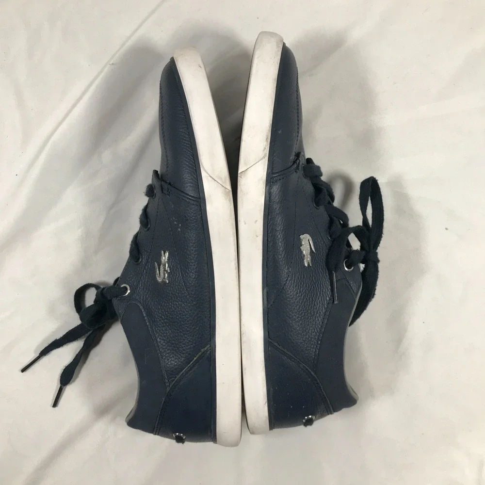 Lacoste Bayliss 118 1 U Navy Blue Crocodile Logo Lace Up Shoes Mens US 8.5 EU 41